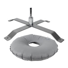QSUM cross base front view showing stable footprint and durable finish