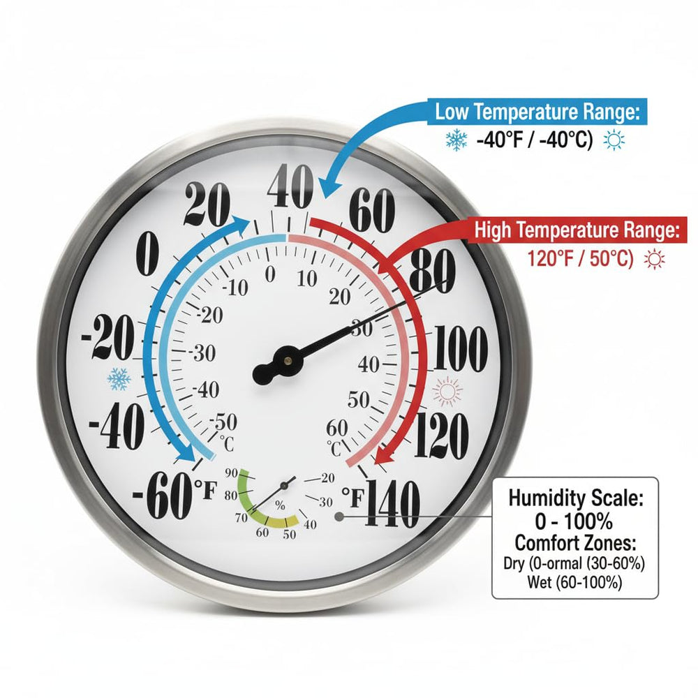 QTengCX close-up of thermometer and hygrometer needles for precise, readable indicators