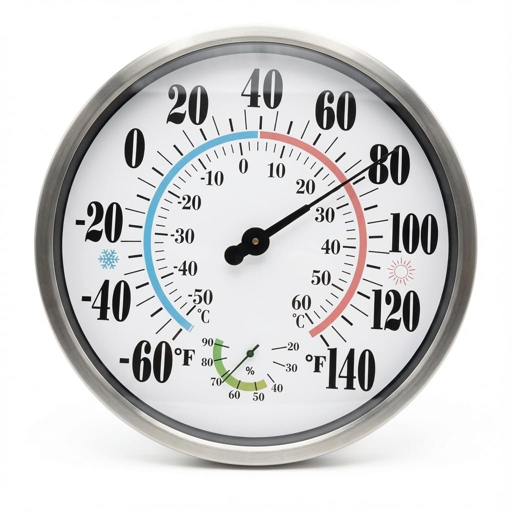 QTengCX front view large dial showing clear temperature and humidity readings for easy monitoring