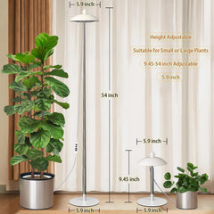 Qtittu extended height stand reaching tall plant canopy, enables overhead coverage