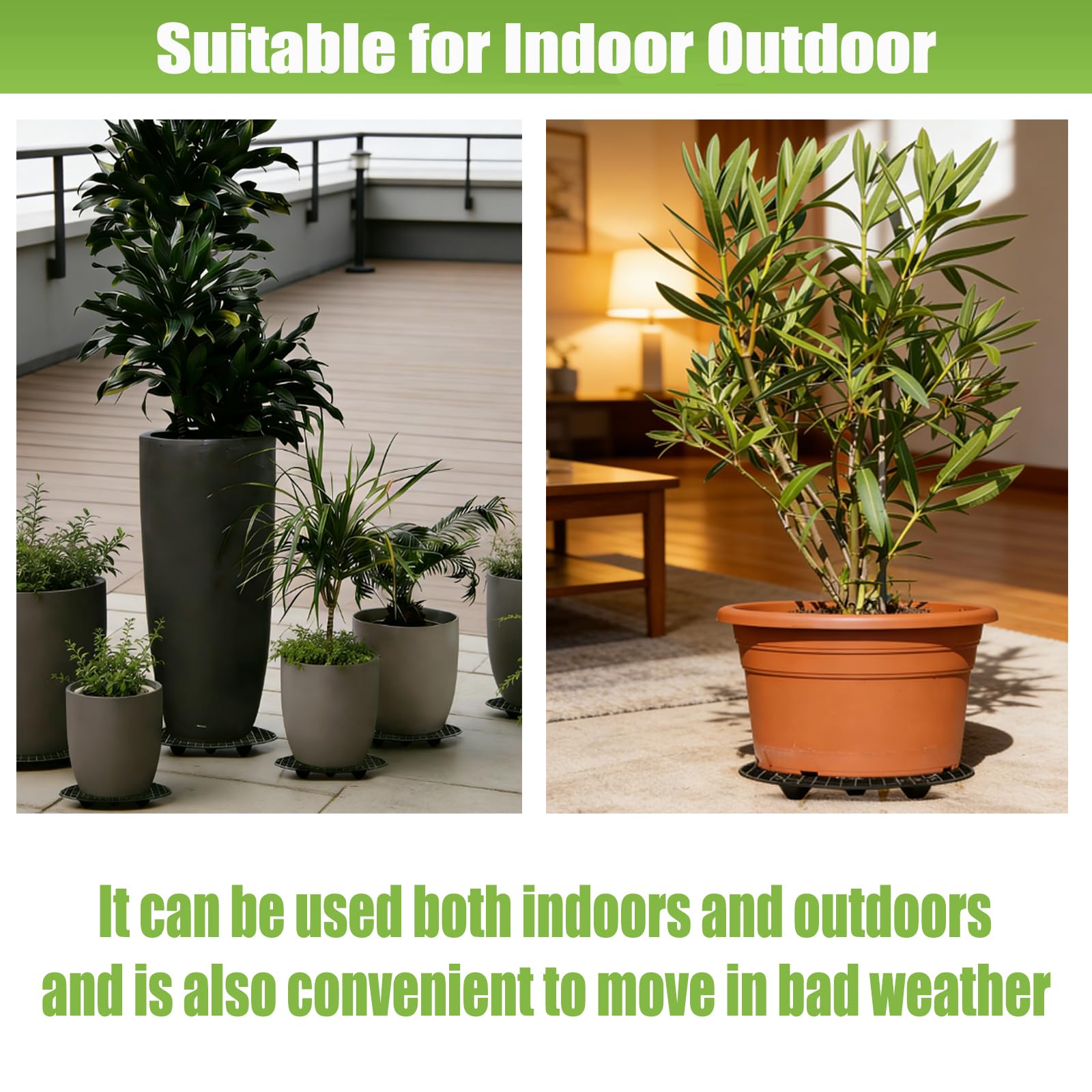 QTLCOHD three risers under large planter showing balanced heavy-duty support