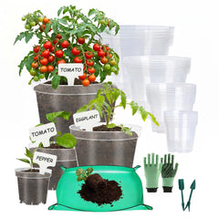 QTQIHANG front view of 16-pack clear nursery pots showing all sizes and value