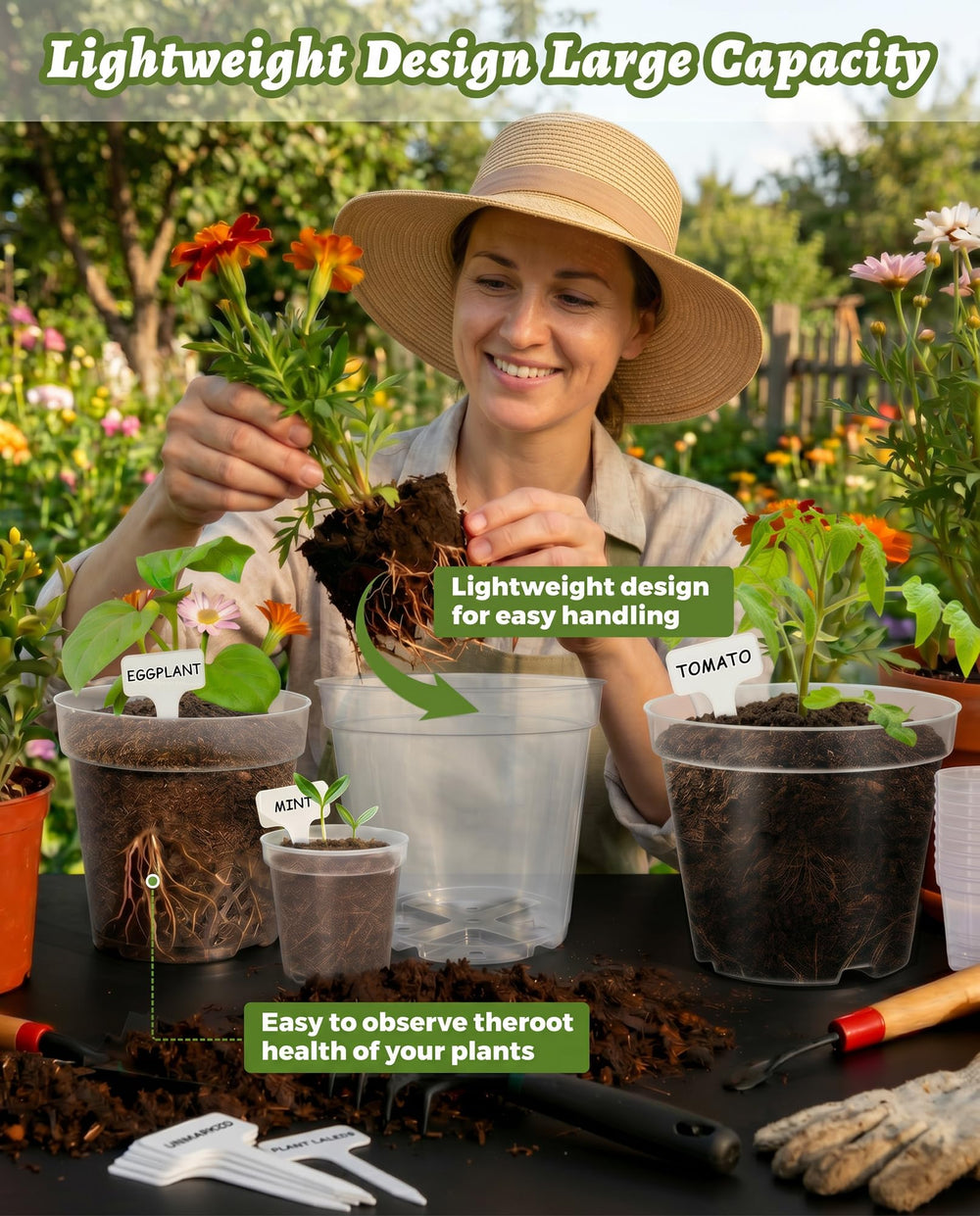 QTQIHANG hands repotting a plant to show clean root removal benefit