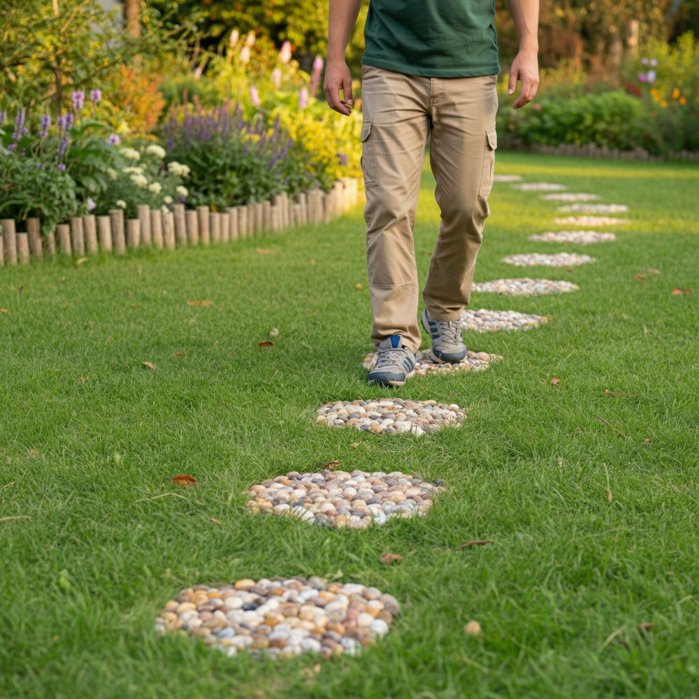 Qualdout stones in a patio evening scene adding rustic charm and ambient styling