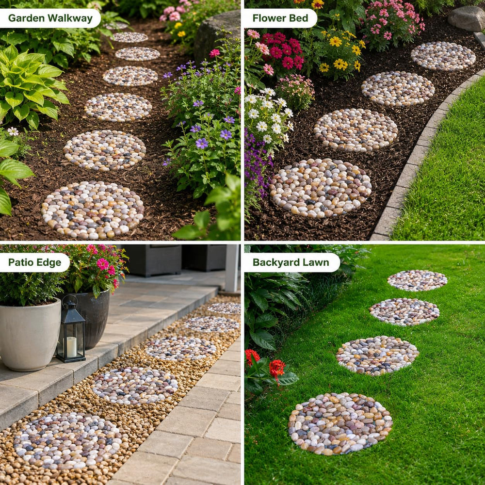 Qualdout stones bordering a flower bed adding decorative contrast and protection