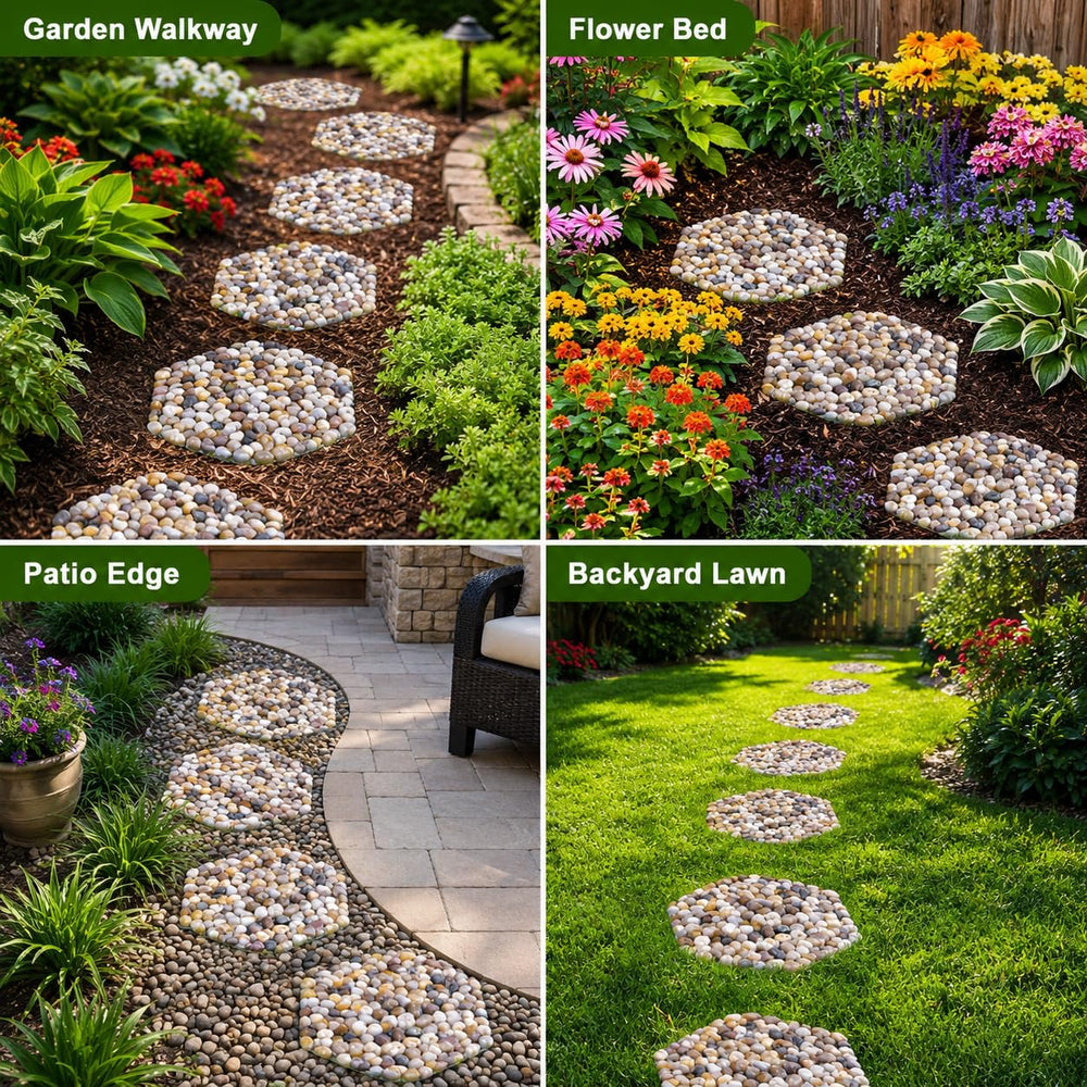 Qualdout stones placed beside flower bed protecting plants and creating decorative edge