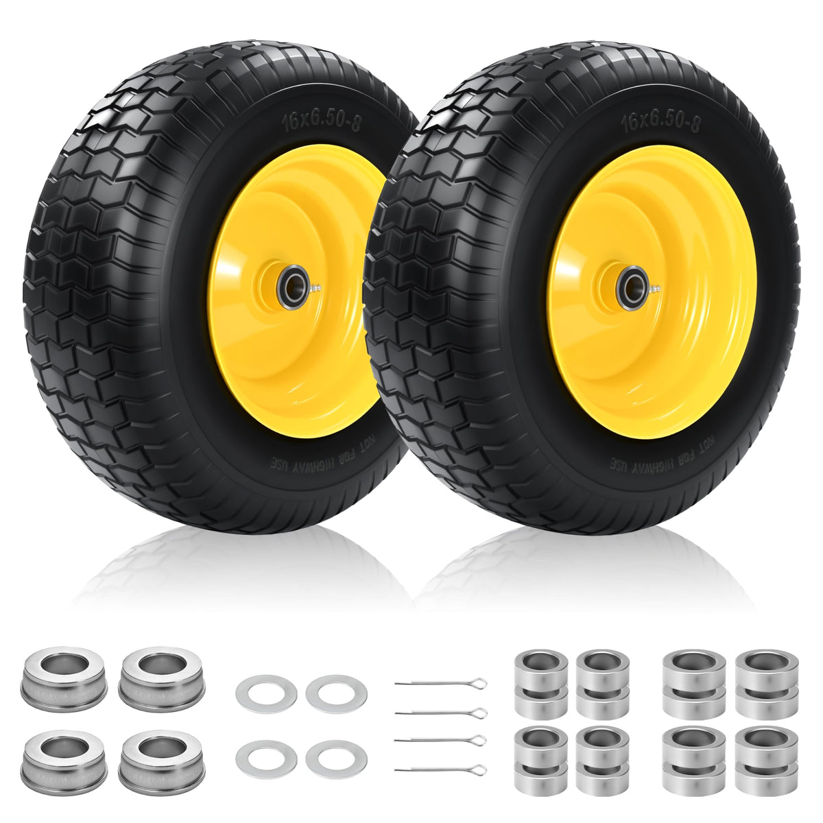 Qualipo front assembly overview showing ready-to-install wheel and tire, durable replacement