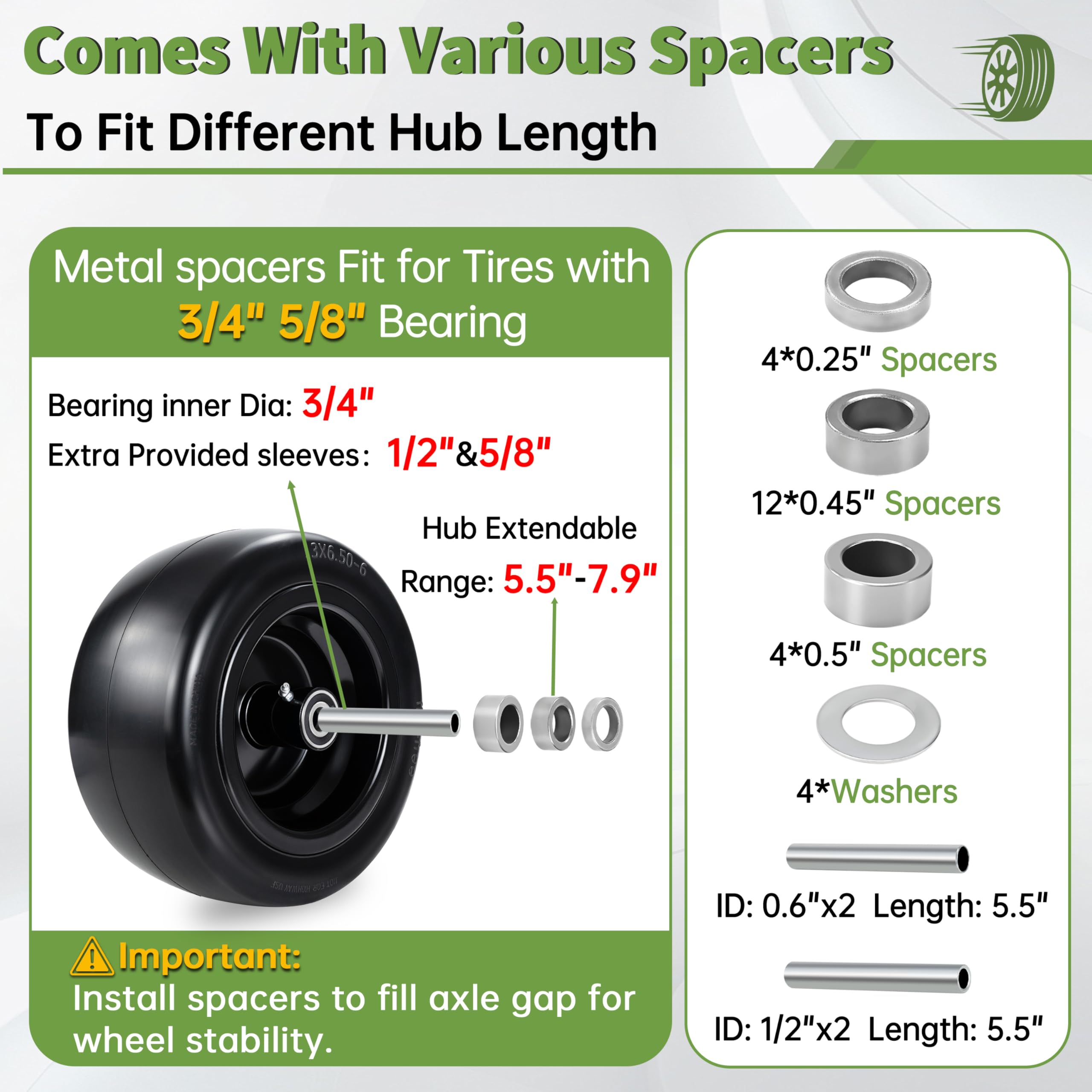 Qualipo hub and 3/4" bearing detail demonstrating secure fit and easy mounting
