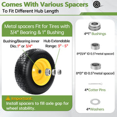 Qualipo hub and bearing detail illustrating pre-assembled 3" offset and 3/4" bore ease