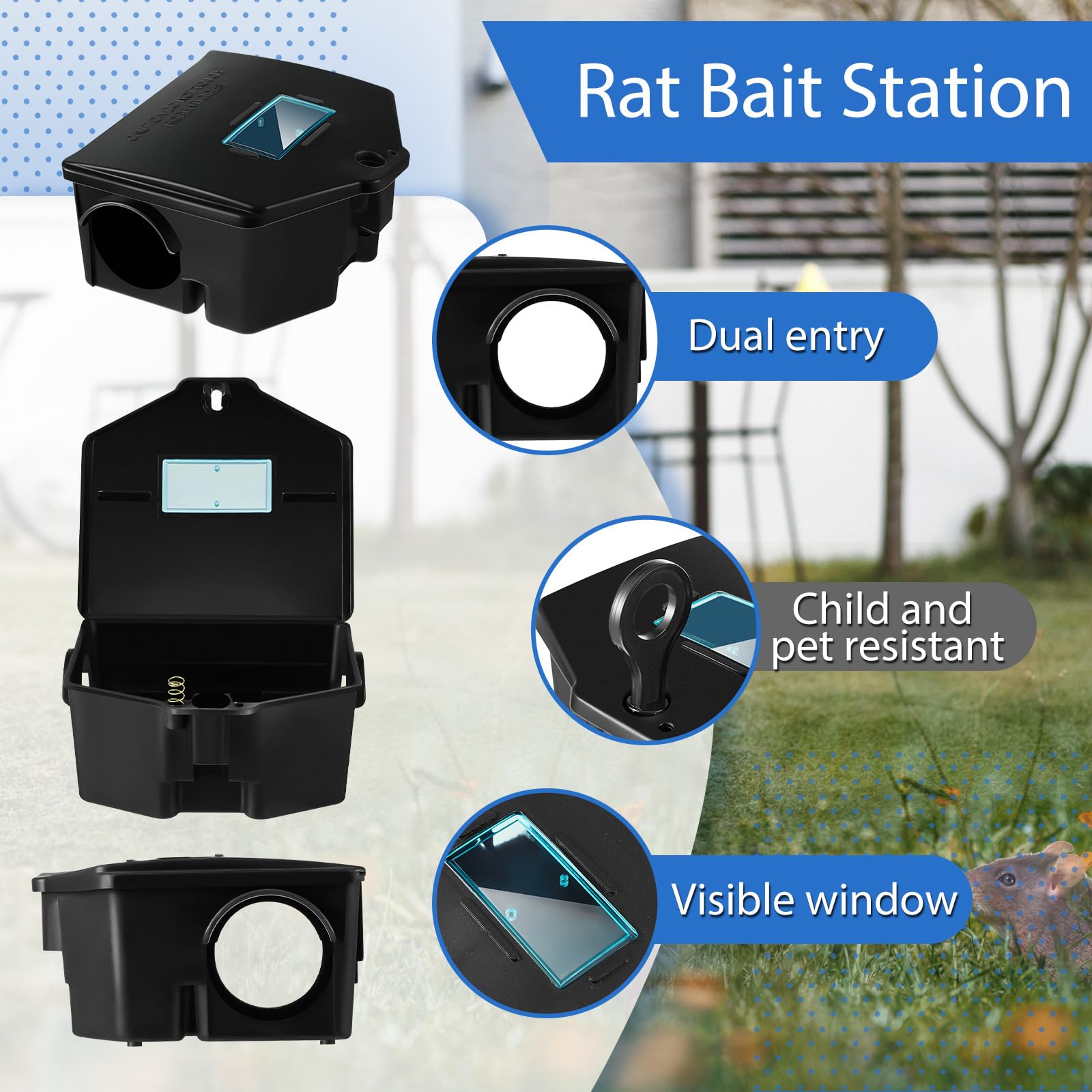 Qualirey detail of 2.09-inch entry hole restricting pet access while admitting rodents