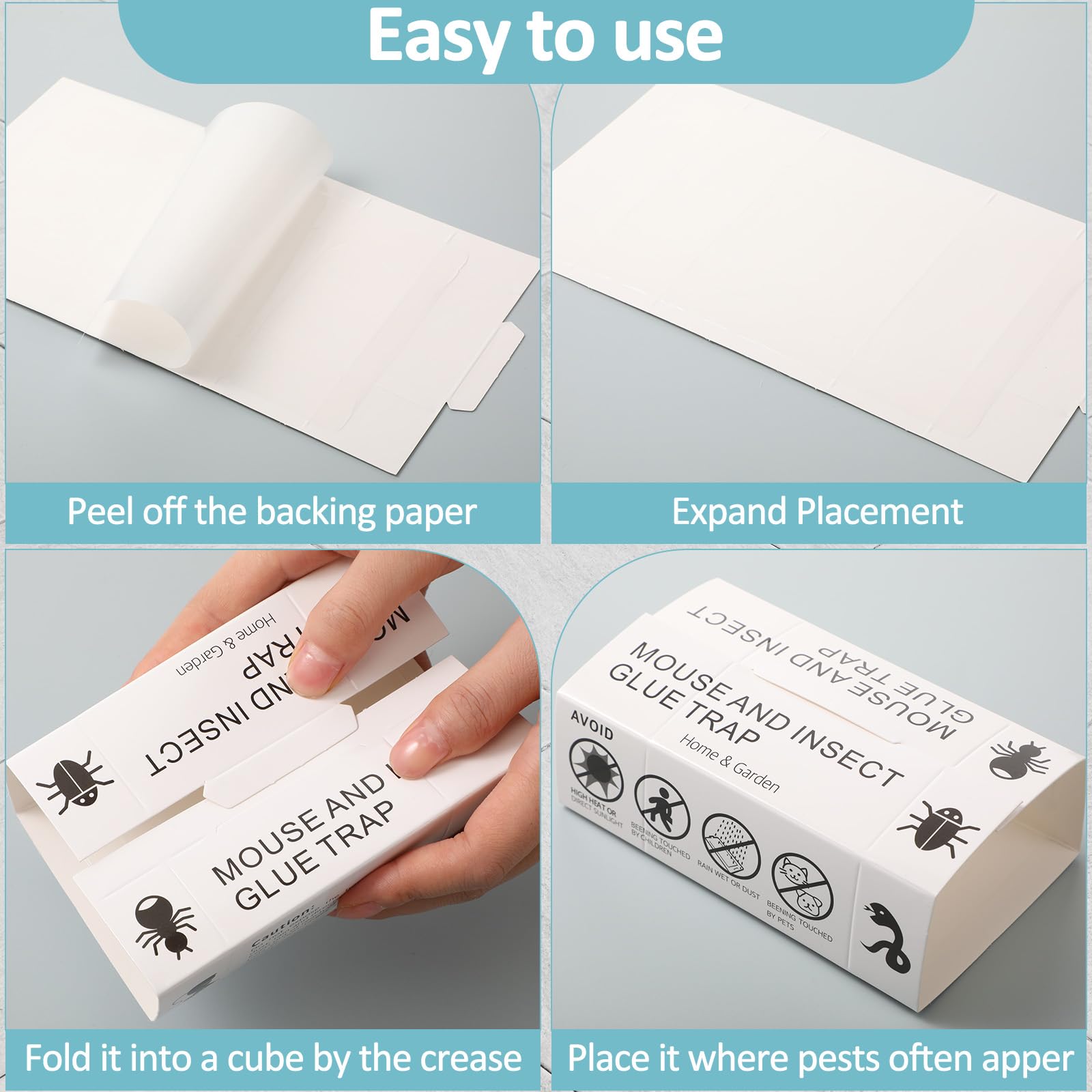Qualirey folded board placed against baseboard protecting glue and catching pests