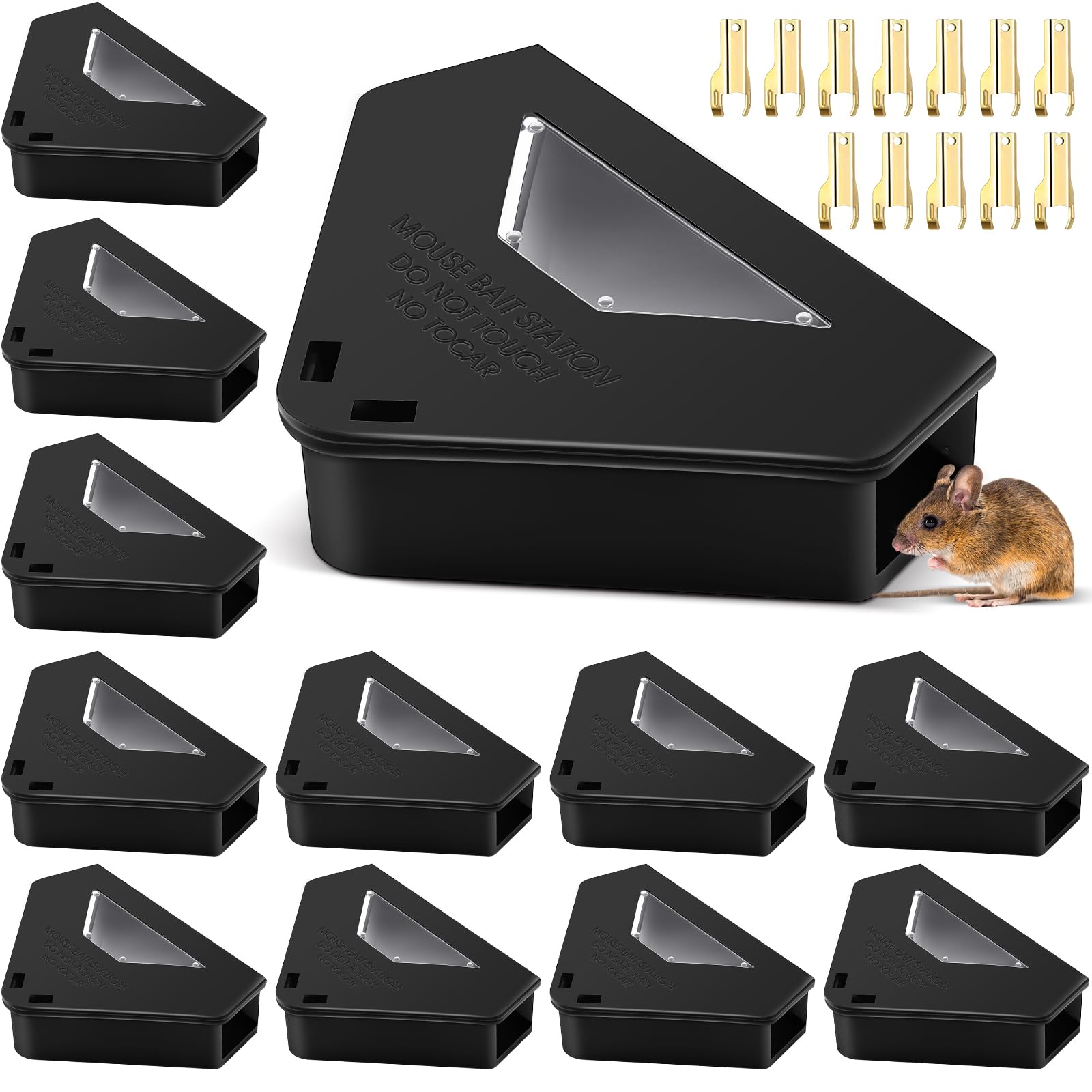 Qualirey front packaging showing 12 bait stations and included keys for secure storage