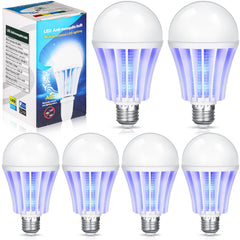 Qualirey front packaging showing six bug zapper bulbs and benefits of combined lighting and insect control