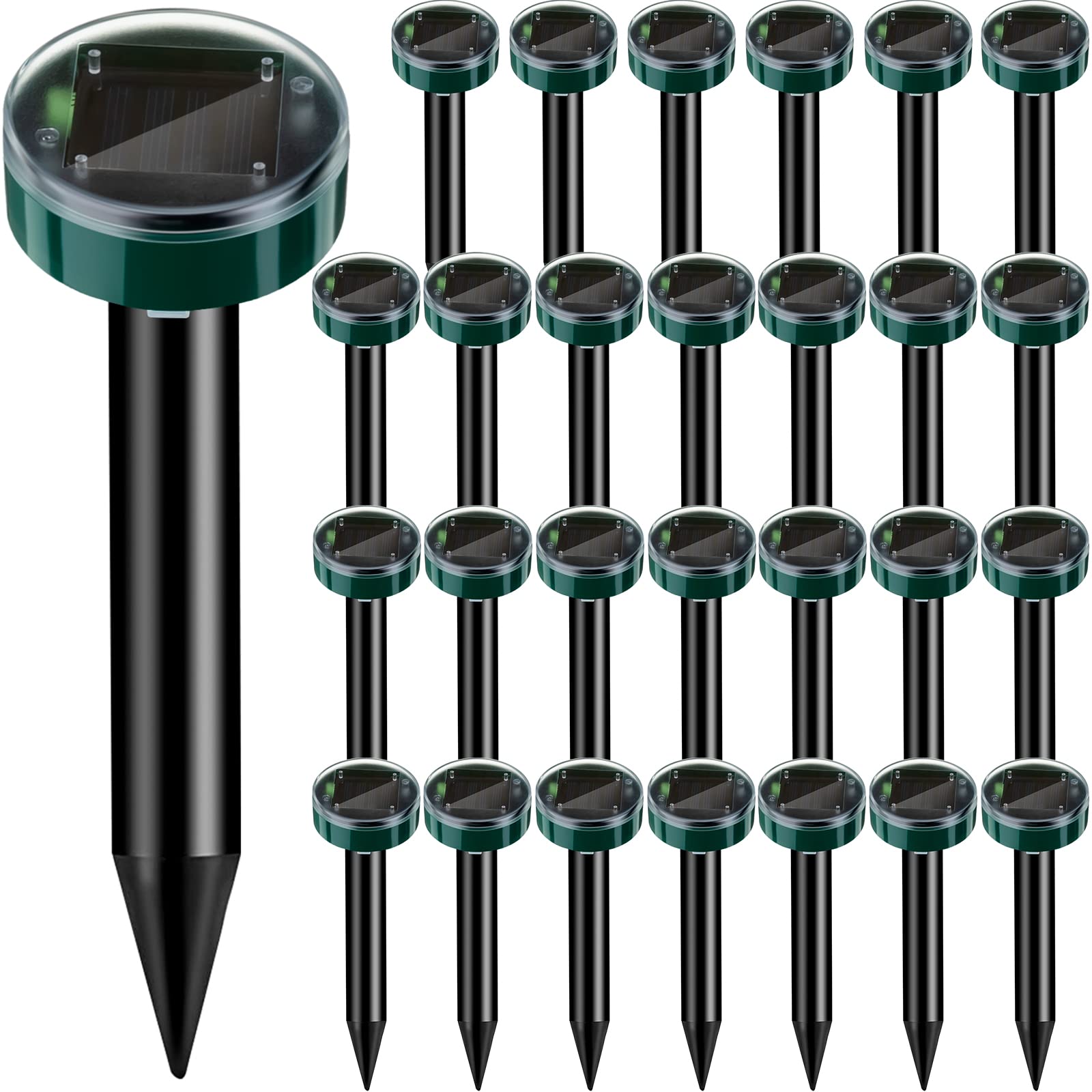 Qualirey front packaging showing 28 round solar stakes and kit benefit