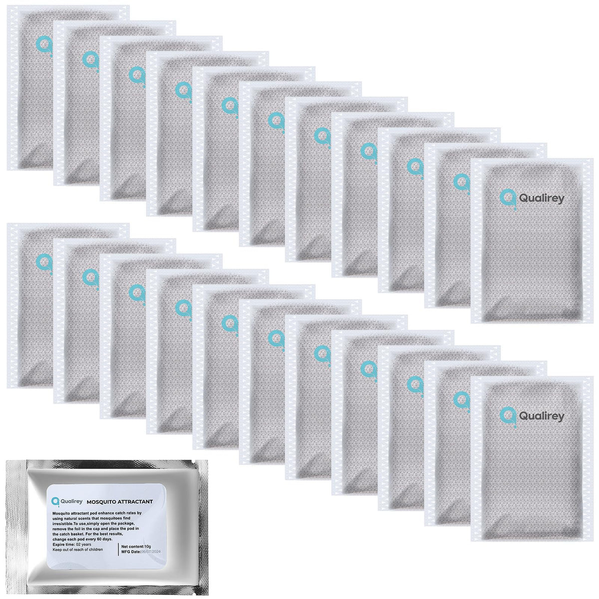 Qualirey front packaging showing 22-pack and benefits for home protection