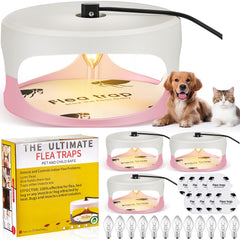 Qualirey front packaging showing four round traps and accessories for quick setup