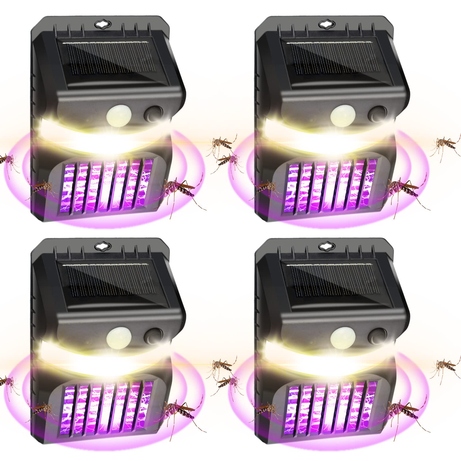Qualirey front view of 4-pack outdoor zappers showing design and benefits