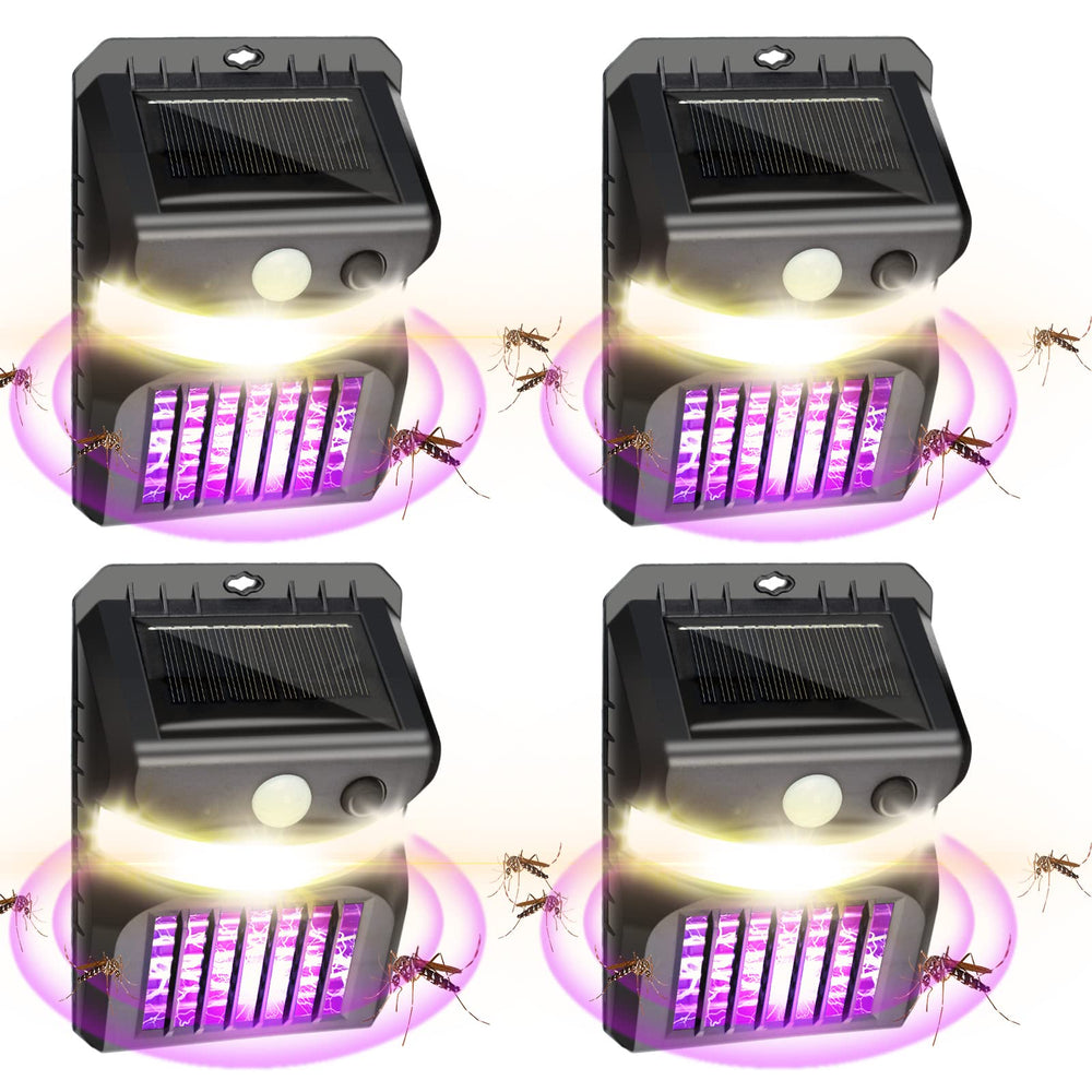 Qualirey front view of 4-pack outdoor zappers showing design and benefits