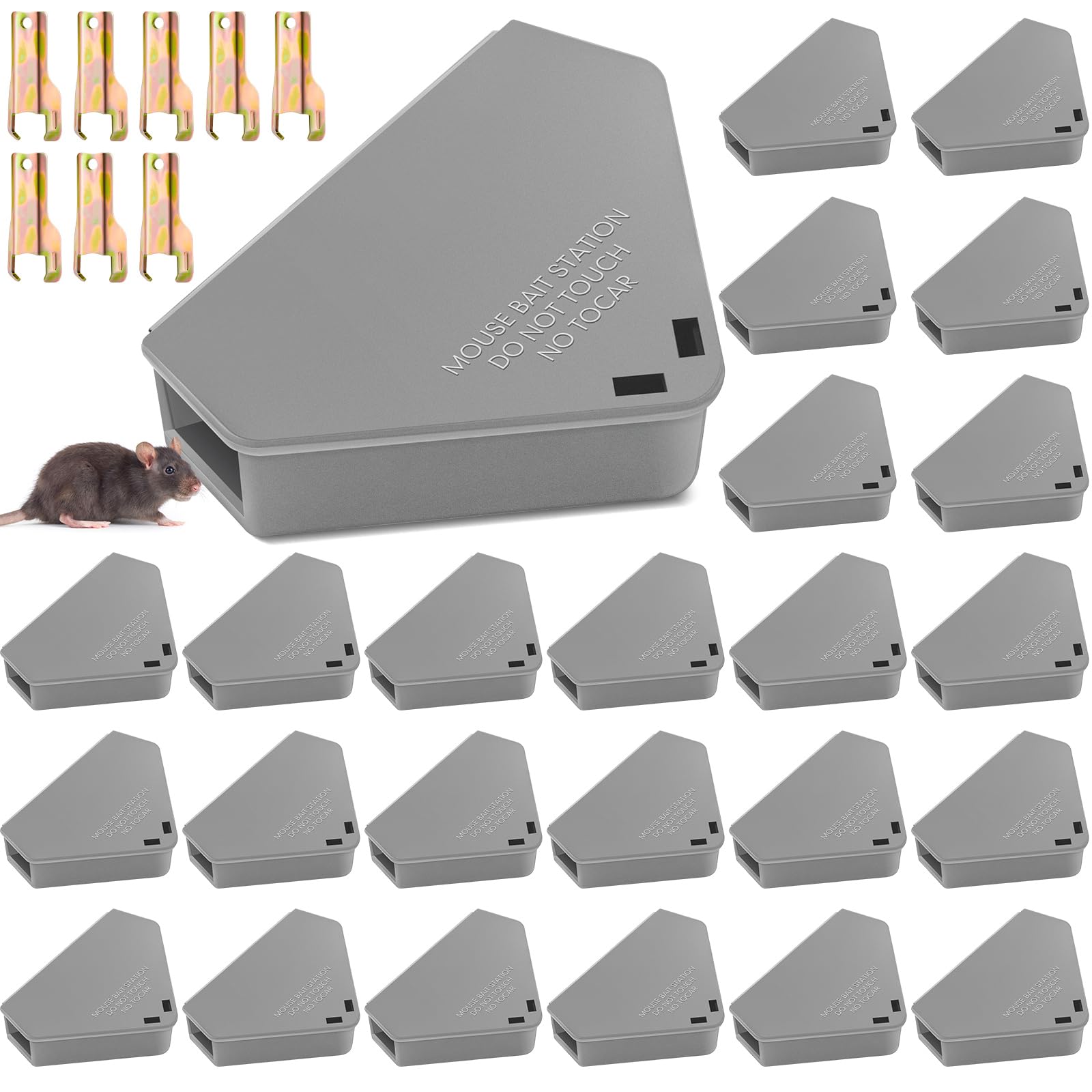 Qualirey front view of gray bait station showing compact protective design and safety