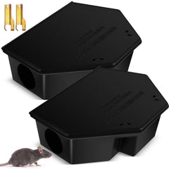Qualirey front view of black bait station showing compact secure housing for safe bait placement