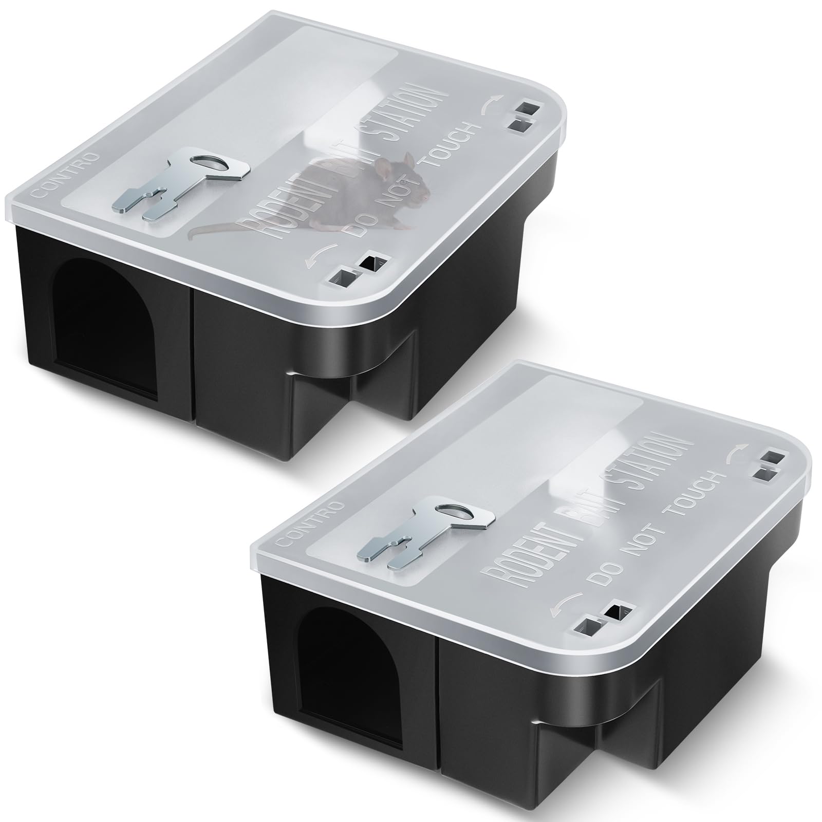 Qualirey front view clear lid showing easy bait monitoring benefit