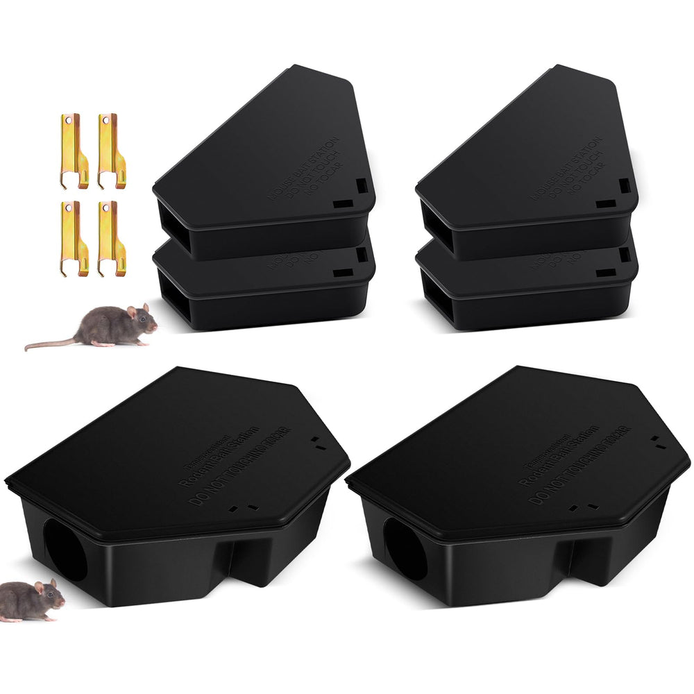 Qualirey front view of mouse and rat stations showing secure design and organized kit