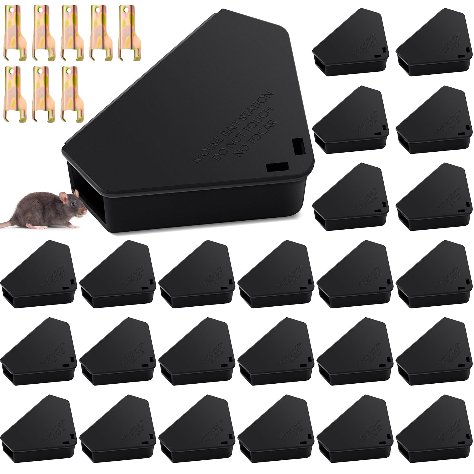 Qualirey front view pack of 24 bait stations showing compact storage and quantity benefit