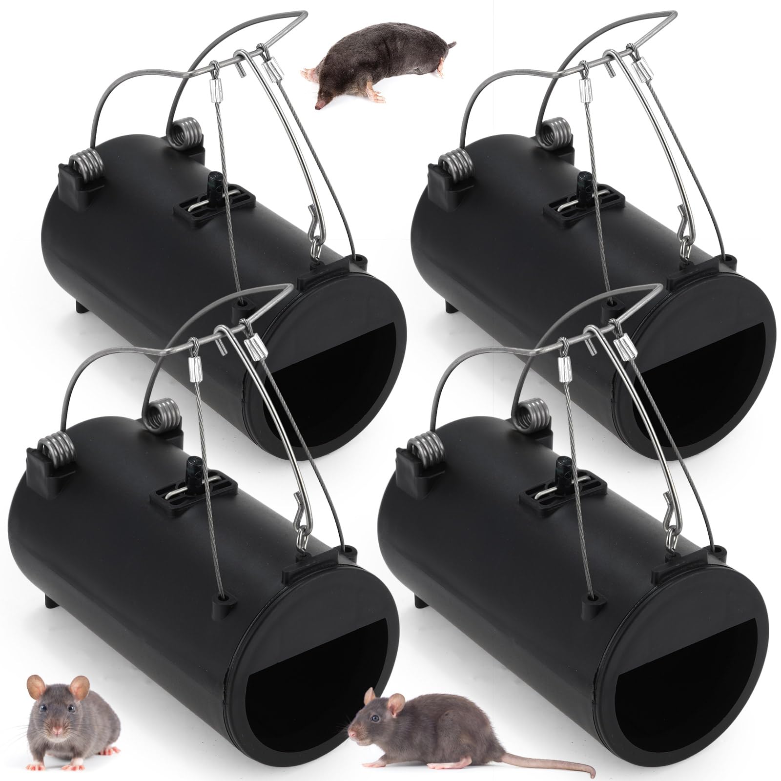 Qualirey front view of four traps showing compact pack and ready use