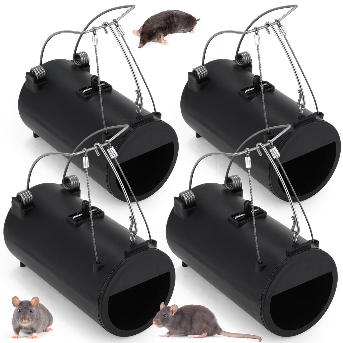 Qualirey front view of four traps showing compact pack and ready use