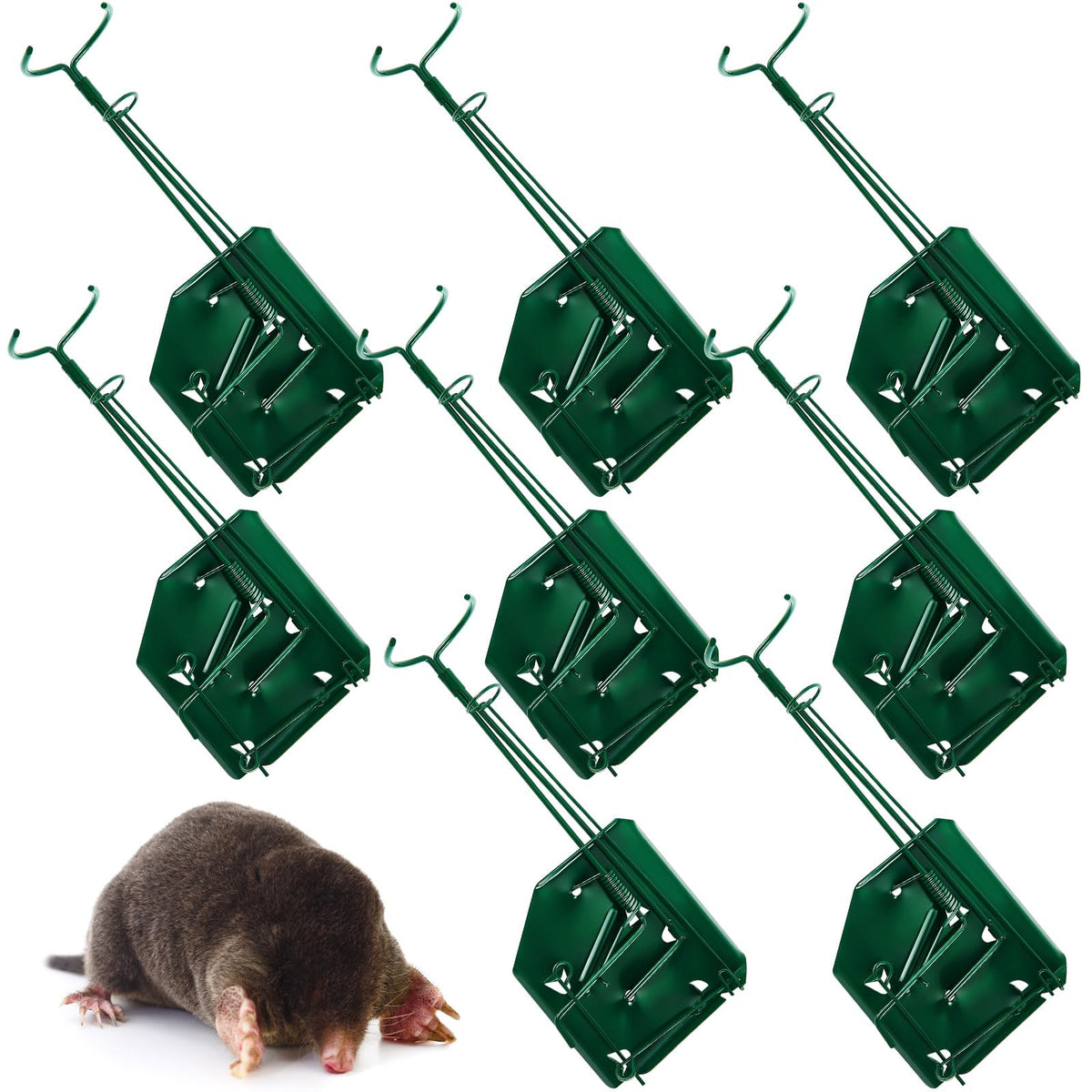Qualirey front view pack showing eight traps and packaging, durable protective option