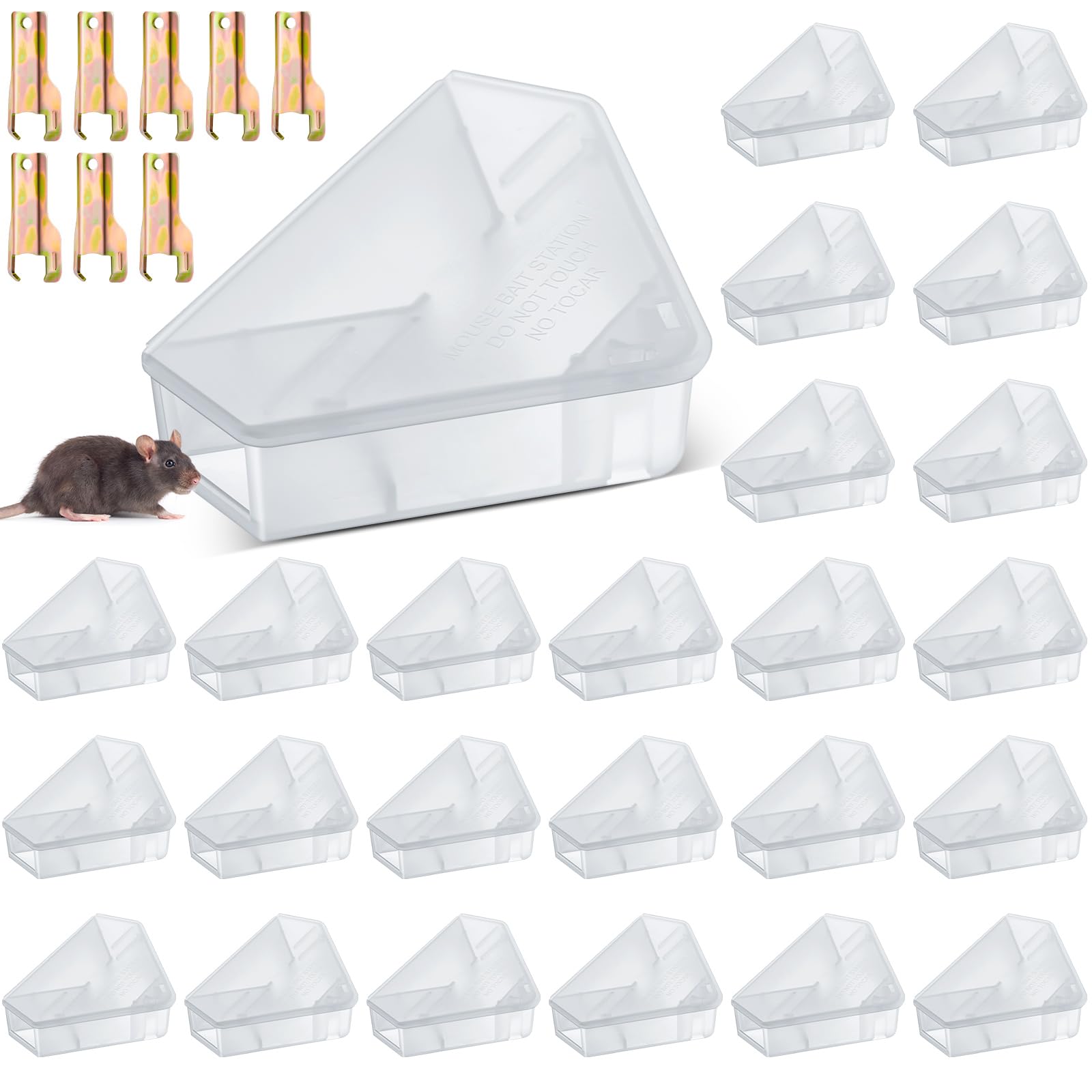 Qualirey front view of triangular bait station showing secure placement benefit