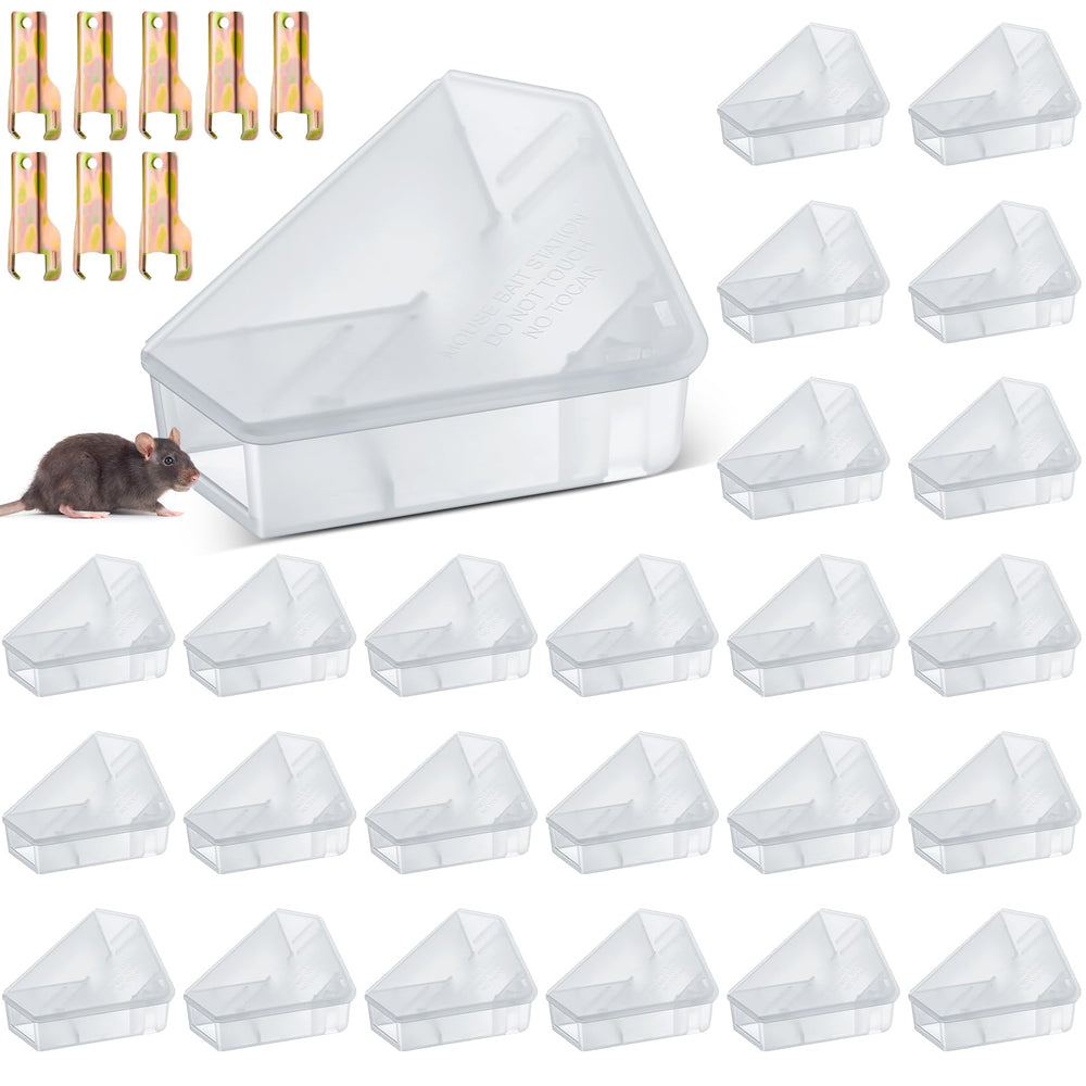 Qualirey front view of triangular bait station showing secure placement benefit