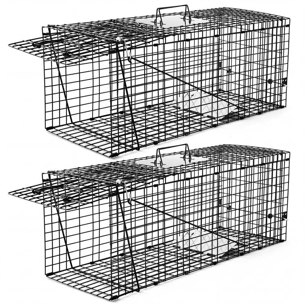 Qualirey front view of both traps showing sturdy frame and humane capture benefit