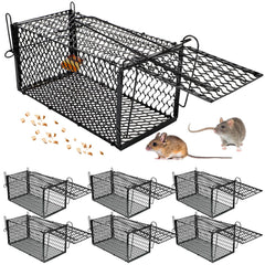 Qualirey front view of black metal trap showing door and mesh for safe capture