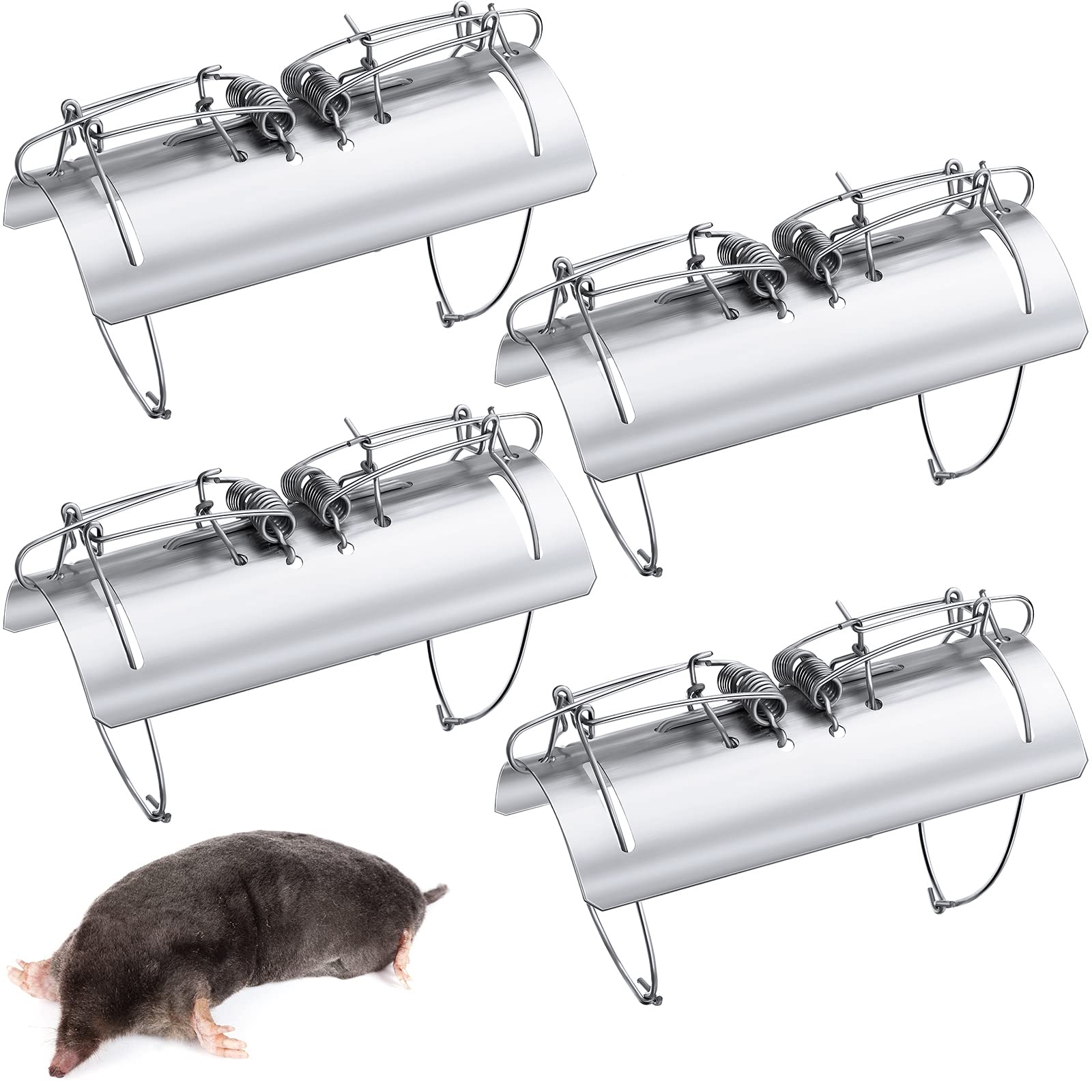 Qualirey front view of half-round trap showing shape and quick setup benefit