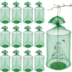 Qualirey hanging fly trap front view showing full cage and hanging hook for wide coverage