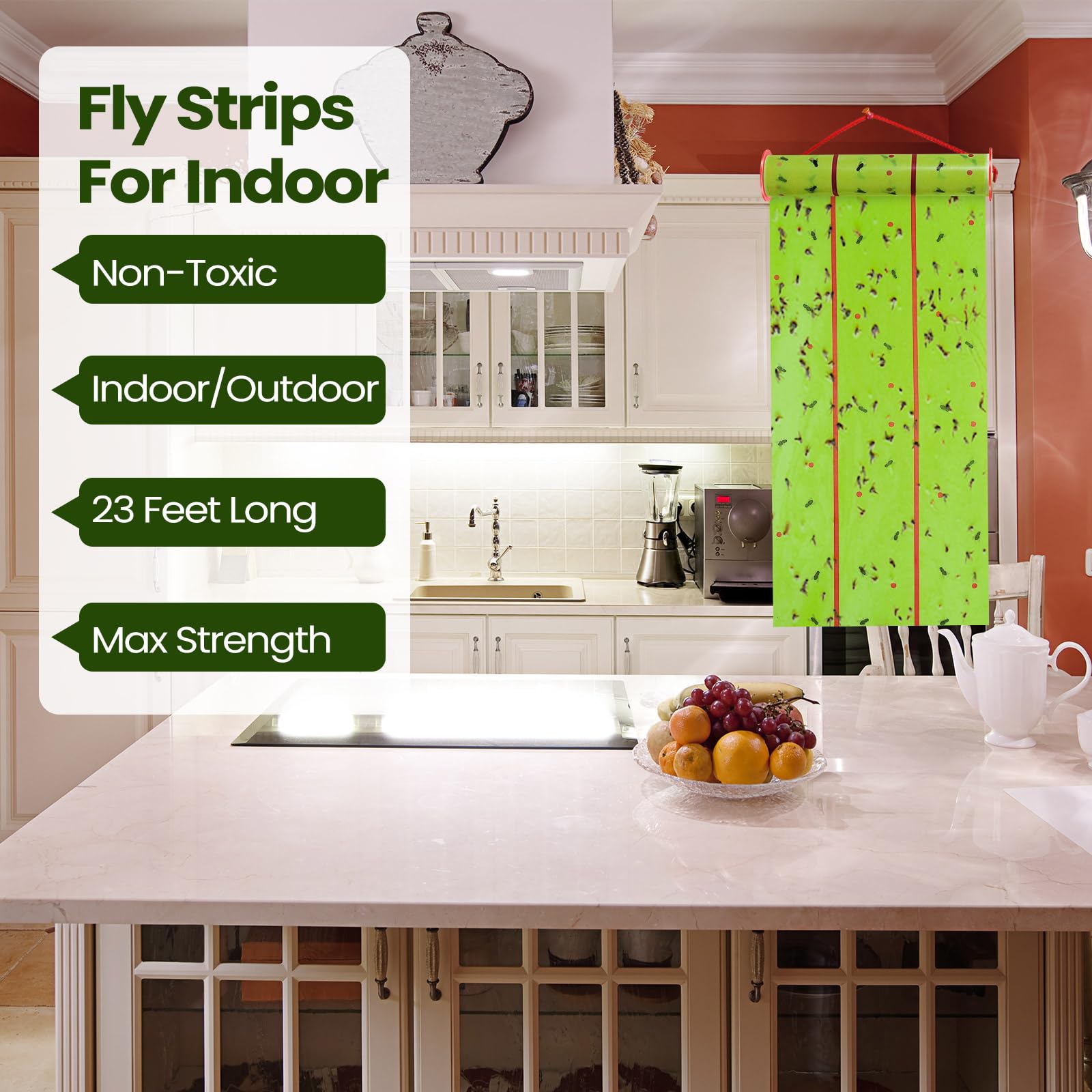 Qualirey hanging fly trap in kitchen near window reducing flying insects