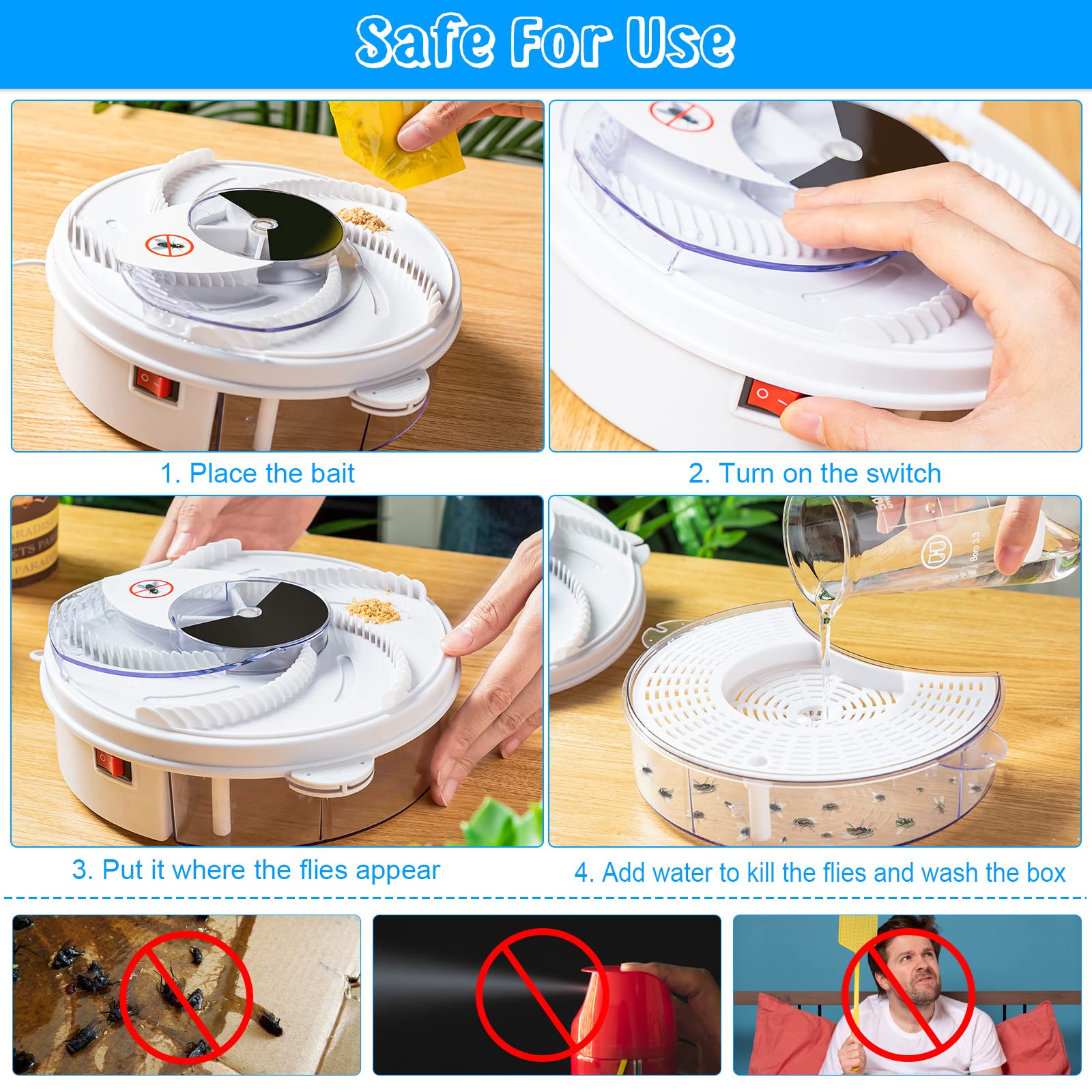Qualirey trap placed on a kitchen counter reducing flies near food