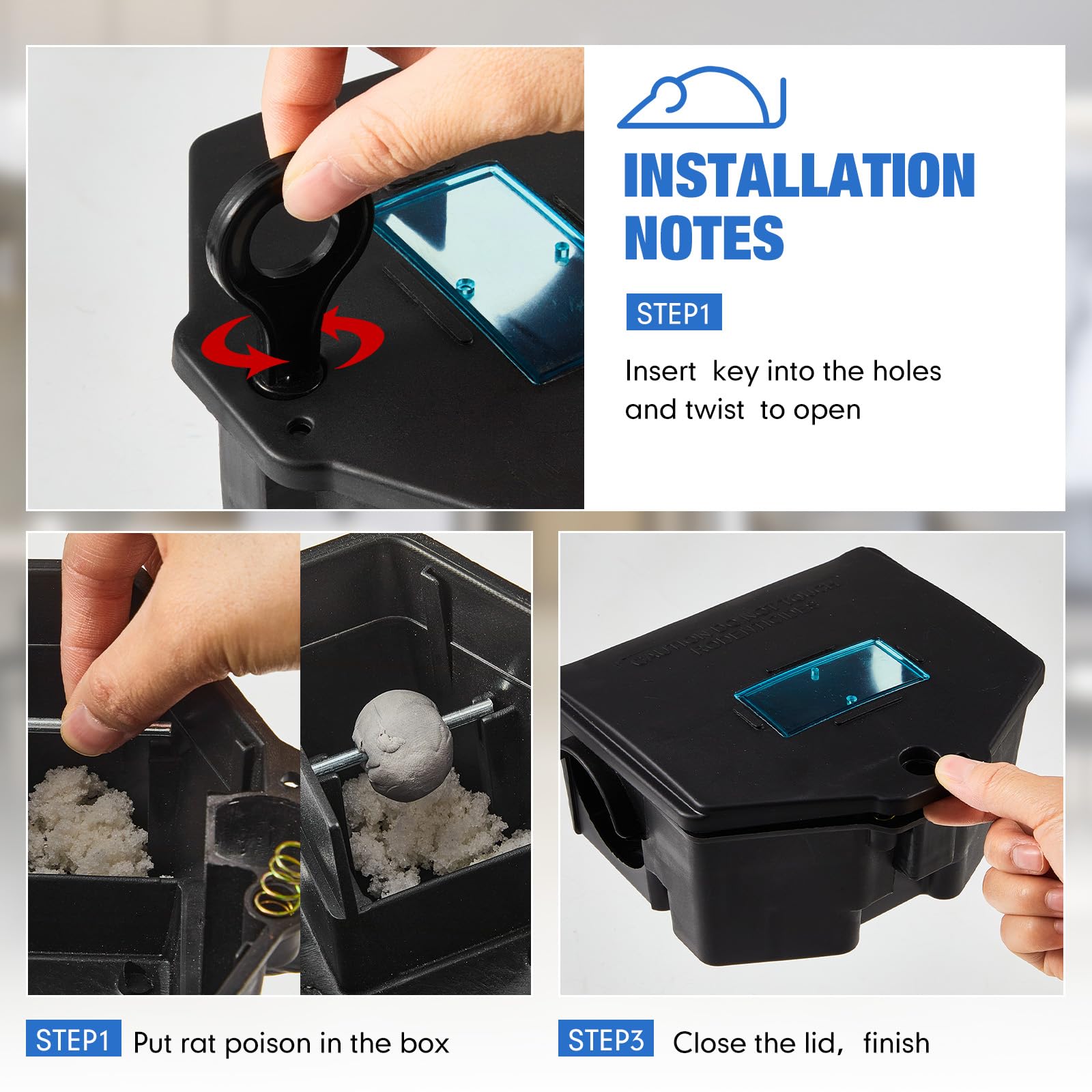 Qualirey bait station placed in garage protecting bait and limiting exposure