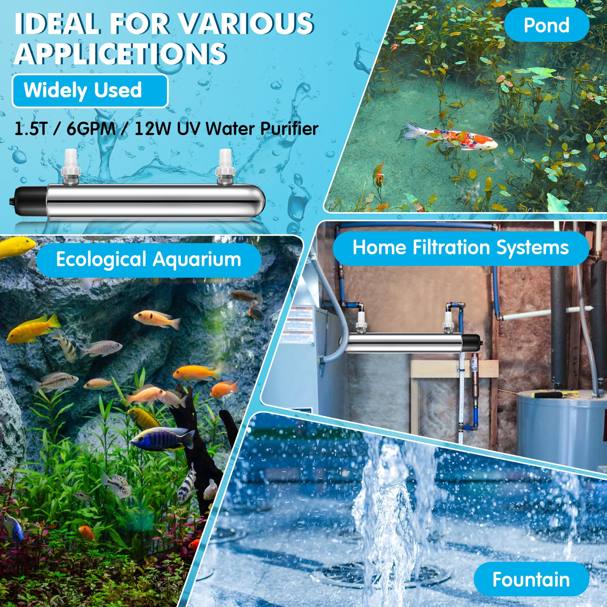 Qualirey clarifier attached to a pond return line showing inline setup improves pond water clarity