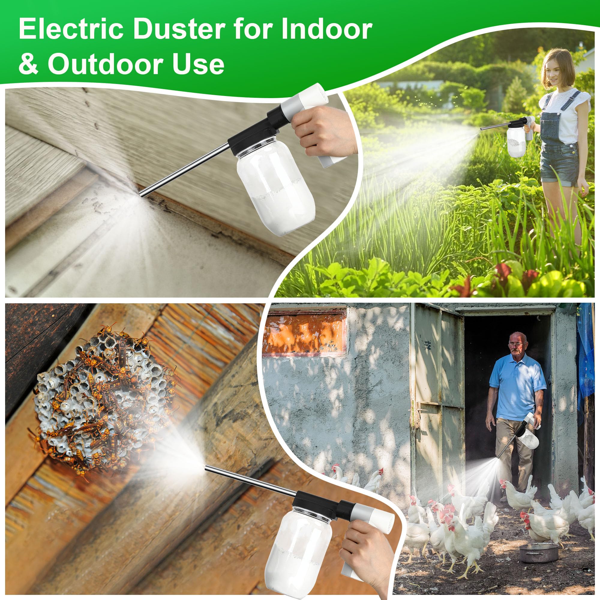 Qualirey cleaning patio and blowing leaves in lifestyle setting, versatile outdoor use
