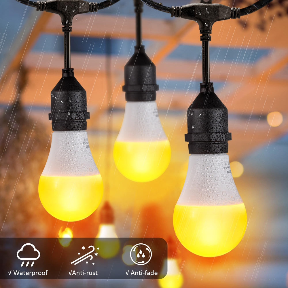 Qualirey nighttime scene over outdoor dining, comfortable insect-free lighting