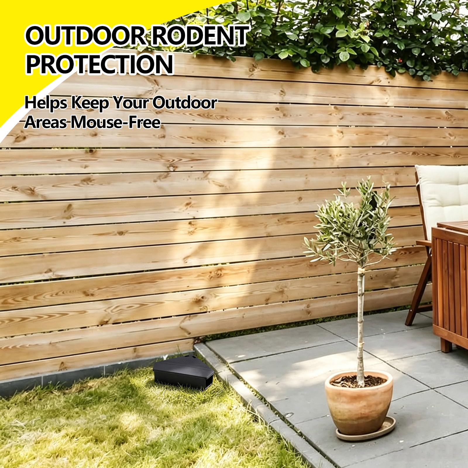 Qualirey bait station deployed in garage showing weather-protected outdoor placement benefit