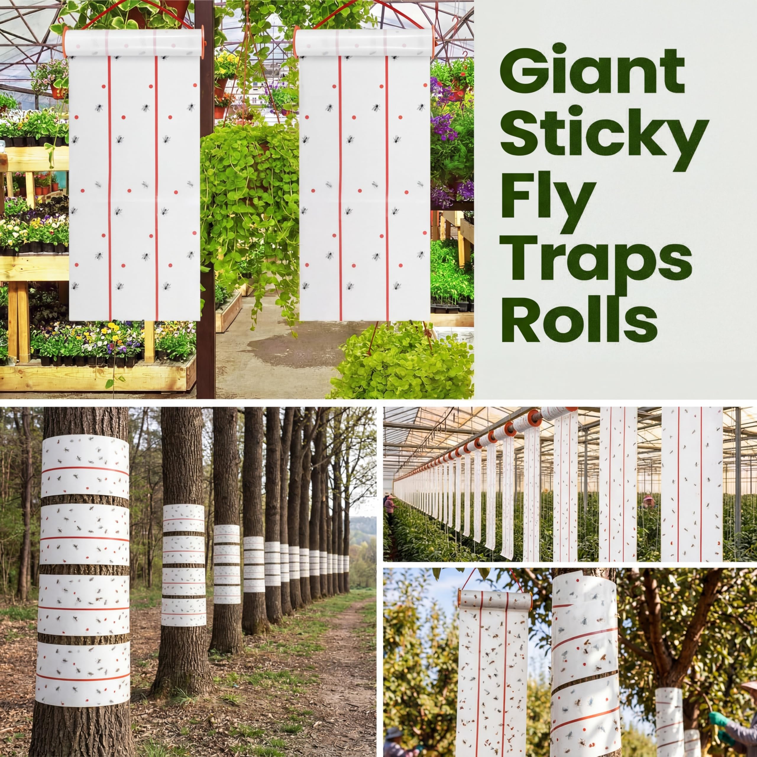Qualirey roll unfurling to reveal long fluorescent sticky paper that increases insect catches