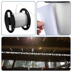 Qualirey unspooled tape hung in use capturing flies to show effective placement