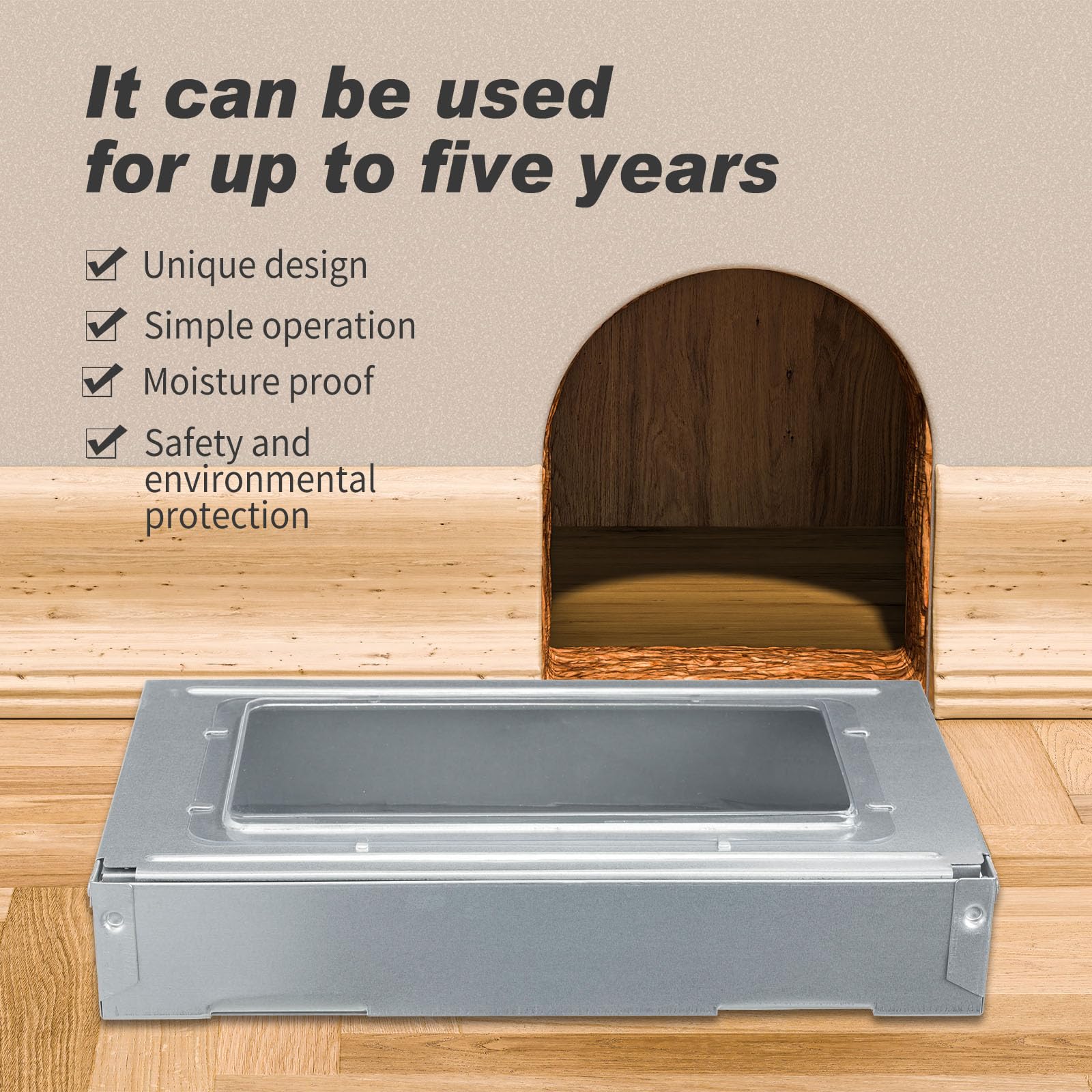 Qualirey next to ruler showing trap dimensions for proper rodent fit