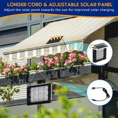 Qualirey solar panel top view demonstrating sunlight charging for continuous operation