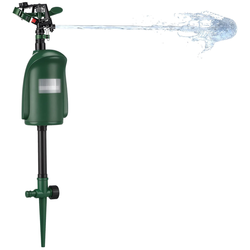 Qualirey front view of motion sprinkler showing compact design and quick setup benefit