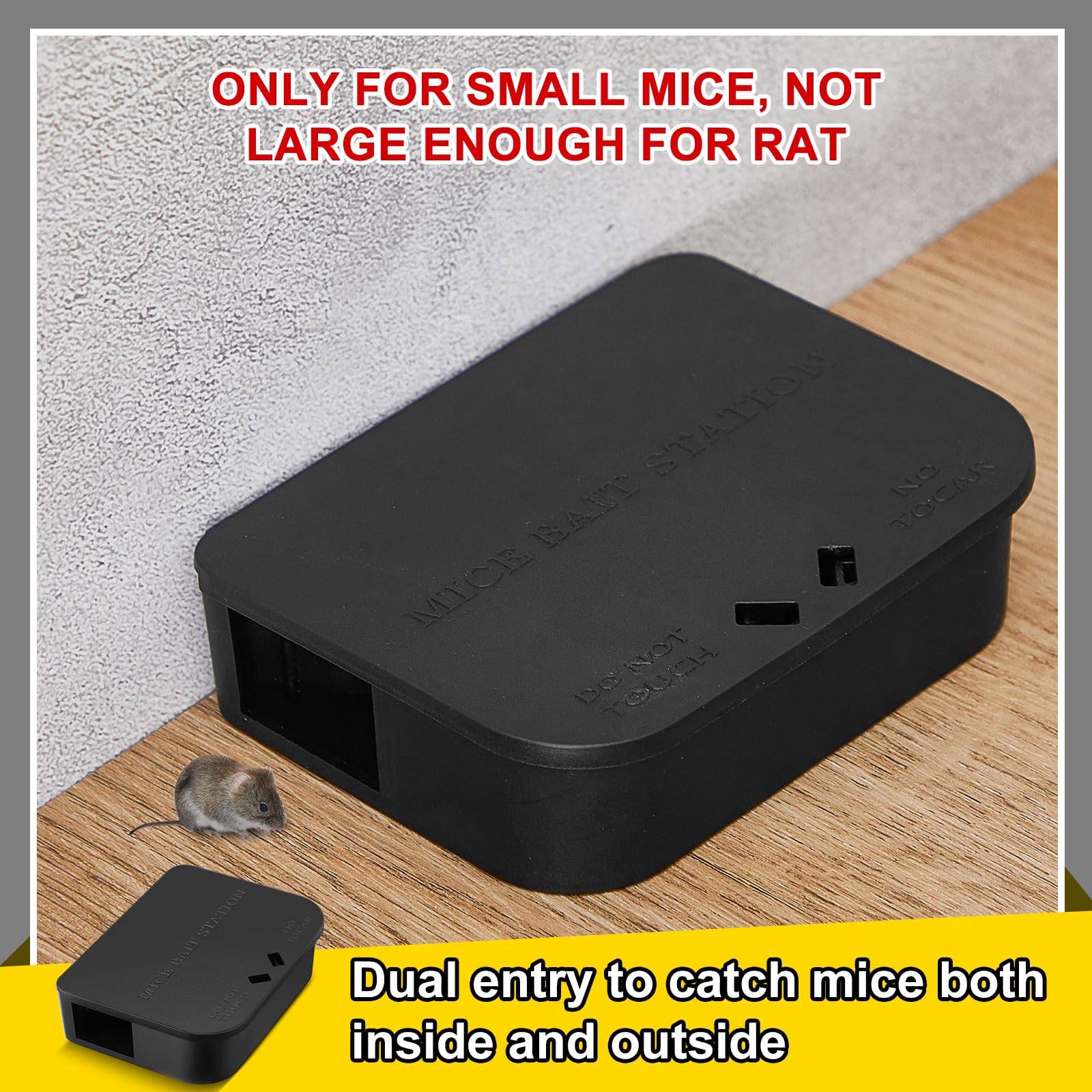 Qualirey bait station placed under shelf showing discreet placement and space-saving benefit