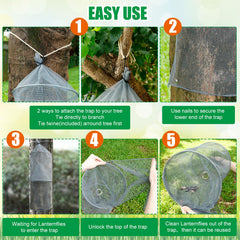 Qualirey trap hanging on tree trunk demonstrating secure capture benefit